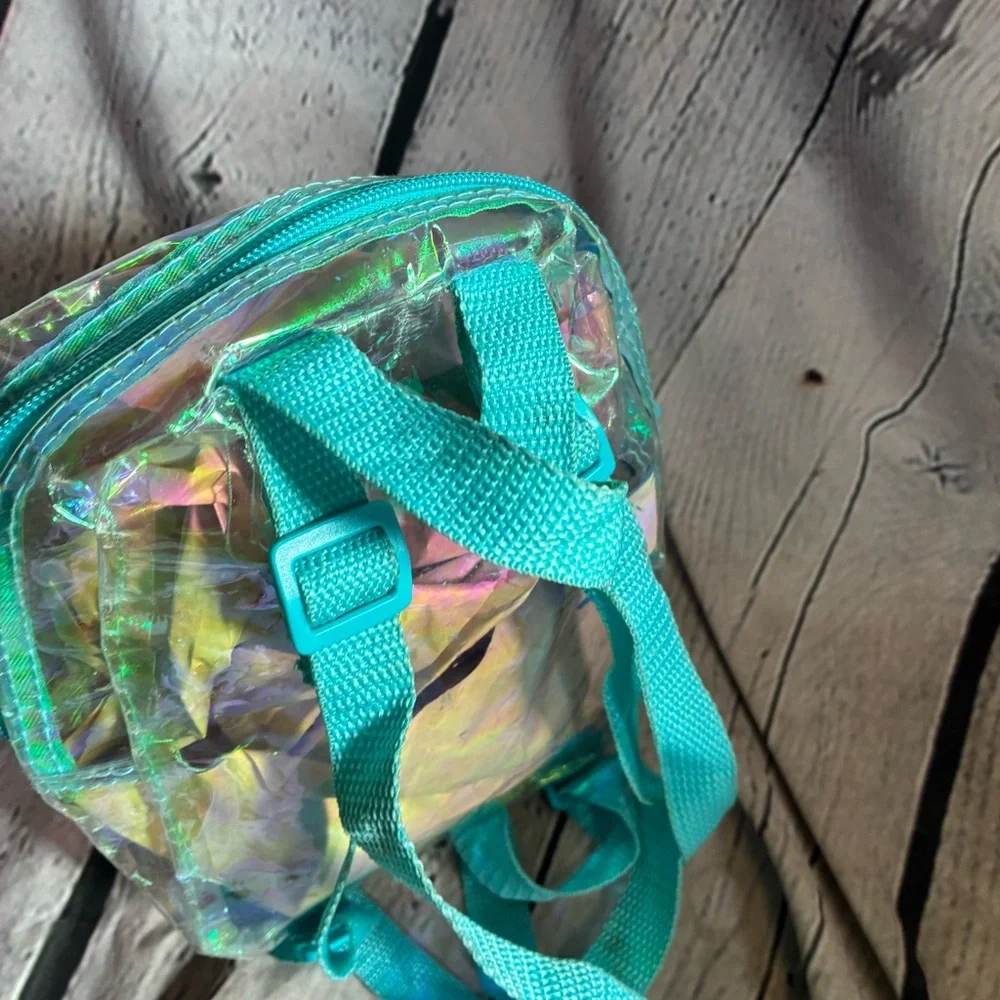Disney Moana Clear‎ Teal Iridescent Glitter Confetti Mini Backpack DisneyCore